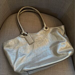 Coach Bleeker Metallic Leather Tote Bag
